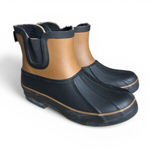 Chooka Waterproof Chelsea Rain Boots Outdoor Black Tan Rubber Size 6